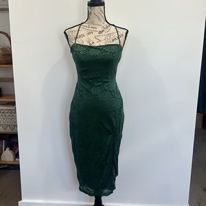 Windsor Dark Green Lace Dress with tie back Size Small like new only worn once!